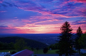 Sunset view from the upper deck off the veranda